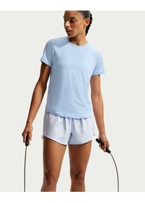 T-Shirt Nike "W NK ONE CLASSIC DF SS TOP", Damen, Gr. XS, blau (hydrogen blau, wei&szlig;), Jersey, Obermaterial: 89% Polyester, 11% Elasthan, normal, Rundhals, Shirts T-Shirt, Kurzarm, mit Rundhalsausschnitt, aus Jersey-Material, normale L&auml;nge