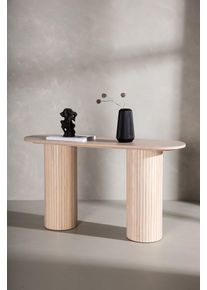 Beistelltisch VENTURE HOME "Bianca, ovaler Konsolentisch mit Holzfurnier-Optik, 130 &times; 40 cm", beige (wei&szlig;gewaschen, wei&szlig;gewaschen, wei&szlig;gewaschen), B:40cm H:72cm T:40cm, Tische, Beistelltisch, Ablagetisch, Furnier, oval, hoch, ger&auml;umig, edel