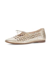 Ballerina Gabor, Damen, Gr. 41, champagner, Ziegenleder, Flechtoptik, metallic, Schuhe Ballerina, Sommerschuh in modischer Flecht- und Metallicoptik