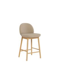 Barhocker ACTONA GROUP "Sophia - Bequemer Barstuhl aus Eiche mit Fu&szlig;st&uuml;tze & R&uuml;ckenlehne", beige, B:48cm H:88,5cm T:49,5cm, 100% Polyester, Hocker, Barhocker, Skandinavisches Design, Sitz aus Stoff, f&uuml;r K&uuml;che & Essbereich