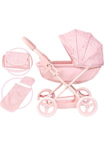 Puppenwagen BAYER "Cosy", rosa (rosa mit herzen), Puppenwagen, KinderB:34cm H:58cm T:63cm, Kunststoff, Metall, Stoff, Puppenwagen, mit Wickeltasche, B:34cm H:58cm T:63cm