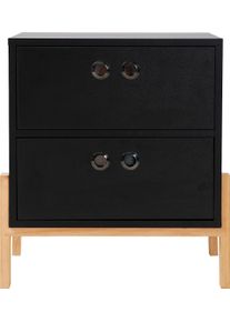 M&ouml;bilia Kommode M&Ouml;BILIA "Melia", schwarz (schwarz, natur), B:50cm H:55cm T:35cm, MDF, Massivholz, Sideboards, Kommode, Beine aus massiver Pinie