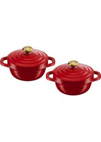 Topf-Set Tefal "Air", rot, B:16,3cm H:8,8cm L:26,3cm &Oslash;:11cm, T&ouml;pfe, Topf-Set, 2-tlg., 11 cm, Keramikversiegelung, Kondensationsdeckel, backofenfest