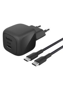 Belkin USB-Ladeger&auml;t "BoostCharge kompakter 45 W Charger mit USB-C-/USB-C-Kabel", schwarz, B:10,3cm H:4cm T:10,3cm, Ladeger&auml;te, USB-Ladeger&auml;t