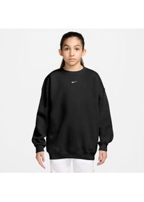 Sweatshirt Nike Sportswear "G NSW STUDIO FLC OS CRW LBR", M&auml;dchen, Gr. XL (164/170), schwarz, wei&szlig;, angeraute Sweatware, Obermaterial: 80% Baumwolle, 20% Polyester, normal, Rundhals, angesetztes B&uuml;ndchen, Sweatshirts Sweatshirt, f&uuml;r M&auml;dchen und Jugendliche