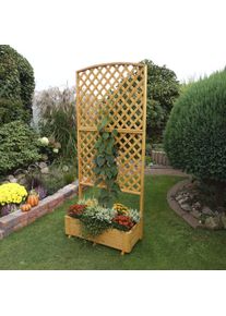 Spalier Promadino, braun (honigbraun), B:91cm H:205cm T:41cm, Massivholz, Rankhilfen, Spalier, mit Pflanzkasten, BxT: 91x41 cm, versch. H&ouml;hen