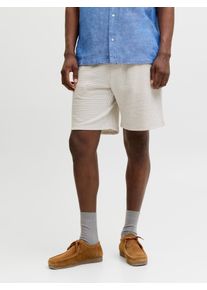 Jack & Jones Shorts JACK & JONES "JPSTKARL MAY JOGGER SHORTS REG RET", Herren, Gr. XL, N-Gr, beige (cloud dancer stripes:moonbeam), Web, Obermaterial: 70% Baumwolle, 29% Polyester, 1% Elasthan, gestreift, Hosen Shorts, aus Baumwollmischung, mit elastischem Bund, in Stretch-Qualit&auml;t