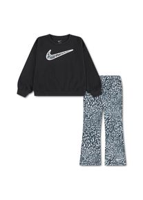 Sportanzug Nike Sportswear, M&auml;dchen, Gr. 4 (104), schwarz, Obermaterial: 60% Baumwolle, 40% Polyester. Obermaterial Hose: 88% Polyester, 12% Elasthan, bedruckt, unifarben, bequem, Sportanz&uuml;ge Sportanzug, zweiteiliges Set, mit Sweatshirt und Leggings, ohne Kapuze