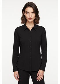 Hemdbluse Cinque "CISARY", Damen, Gr. XXL (44), schwarz, Web, Obermaterial: 100% Baumwolle, unifarben, gerade h&uuml;ftbedeckend, 1-Knopf-Manschette, Blusen Hemdbluse, mit Reverskragen