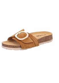 Pantolette Rohde "MILANO", Damen, Gr. 41, braun (hellbraun), Veloursleder, unifarben, Basic, Schuhe Pantolette, Strandschuh, Urlaubsschuh, Sommerschuh mit Bast Plateau
