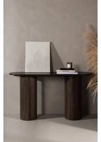 Beistelltisch VENTURE HOME "Bianca, ovaler Konsolentisch mit Holzfurnier-Optik, 130 &times; 40 cm", braun (mocca, mocca, mocca), B:40cm H:72cm T:40cm, Tische, Beistelltisch, Ablagetisch, Furnier, oval, hoch, ger&auml;umig, edel
