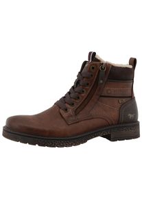 Winterstiefelette Mustang Shoes "Midor", Herren, Gr. 46, braun, Lederimitat, Textil, used, Basic, Schuhe Winterstiefelette, Schn&uuml;rstiefel, Winterstiefel mit Warmfutter