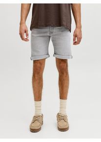 Jack & Jones Shorts JACK & JONES "JJIRICK JJORIGINAL SHORTS AT 999", Herren, Gr. M, N-Gr, grau (grau denim), Web, Obermaterial: 64% Baumwolle, 34% Polyester, 2% Elasthan, unifarben, regular fit knielang, Hosen Shorts