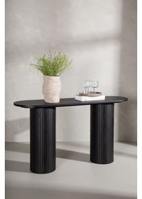 Beistelltisch VENTURE HOME "Bianca, ovaler Konsolentisch mit Holzfurnier-Optik, 130 &times; 40 cm", schwarz (schwarz, schwarz, schwarz), B:40cm H:72cm T:40cm, Tische, Beistelltisch, Ablagetisch, Furnier, oval, hoch, ger&auml;umig, edel