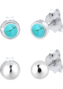 Ohrstecker-Set Elli "Schmuck Geschenk Silber 925 Ohrringe", gr&uuml;n (silberfarben, t&uuml;rkis, t&uuml;rkis), Ohrringe, Damen, 4mm, Silber 925 (Sterlingsilber), Ohrstecker-Set, mit Howlith