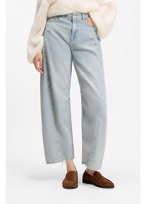 High-waist-Jeans BOSS Orange "BALOON HR 1.0 Premium Damenmode", Damen, Gr. 28, L&auml;nge 28, bright blau 436, Denim/Jeans, Obermaterial: 100% Baumwolle, Destroyed-Effekte, gerade, unten schmal lang, Jeans High-waist-Jeans, mit Abn&auml;hern, Destroyed-Effekte, Topseller