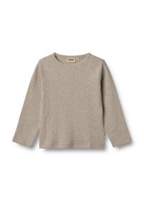 Langarmshirt WHEAT "T-Shirt L/S Milo", M&auml;dchen, Gr. 122, 0072 gravel melange, Jersey, Obermaterial: 95% Baumwolle, 5% Elasthan, meliert, normal normal, Rundhals, Shirts Langarmshirt, Baumwollmischung