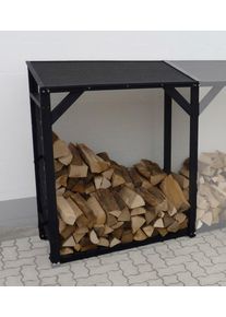 Kaminholzregal-Erweiterung Promadino "Speyer", grau (anthrazit), B:118,5cm H:148cm T:68cm, Holzwerkstoff, Kaminholzlager, Kaminholzregal-Erweiterung