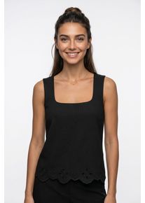 V&eacute;ro Moda Spitzentop VERO MODA "VMLOUISE SL SQUARE NECK TOP JRS", Damen, Gr. L, schwarz, Jersey, Obermaterial: 100% Baumwolle, unifarben, slim fit normal, eckiger Ausschnitt, Tops Spitzentop, Baumwolle, regular fit