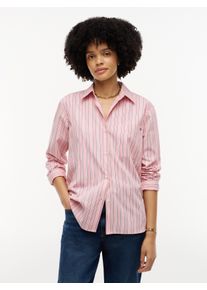 Langarmbluse Tommy Hilfiger "ESS POPLIN EASY FIT SHIRT", Damen, Gr. 40, rosa (pink wei&szlig; stripe), Popeline, Obermaterial: 100% Baumwolle, gestreift, normal h&uuml;ftbedeckend, &Auml;rmel mit &Auml;rmelschlitz 1-Knopf-Manschette, Blusen Langarmbluse, Baumwolle