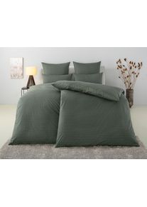 Bettw&auml;sche Bruno Banani "Jassen", gr&uuml;n (gr&uuml;n, anthrazit), B/L: 135cm x 200cm, 1 Stk., 1 Stk., Biber (180g/m&sup2;), B/L: 40cm x 80cm, 2, Biber (180g/m&sup2;), Obermaterial: 100% Baumwolle, Bettw&auml;sche, Bettw&auml;sche, moderne Streifen-Bettw&auml;sche, mehrere Qualit&auml;ten, auch Premium