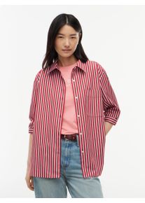 Langarmbluse Tommy Hilfiger "ESS POPLIN EASY FIT SHIRT", Damen, Gr. 44, rot (classic rot preppy stripe), Popeline, Obermaterial: 100% Baumwolle, gestreift, normal h&uuml;ftbedeckend, &Auml;rmel mit &Auml;rmelschlitz 1-Knopf-Manschette, Blusen Langarmbluse, Baumwolle