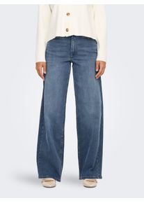 High-waist-Jeans Only "ONLMADISON &ndash; High-Waist-Jeans mit modischen Abriebeffekten", Damen, Gr. L (40), L&auml;nge 30, blau (special blau grau denim), Denim/Jeans, Obermaterial: 92% Baumwolle, 6% Elastomultiester, 2% Elasthan, unifarben, lang, Jeans High-waist-Jeans, Baumwollmischung, wide fit, high waist, Topseller