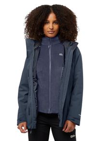 3-in-1-Funktionsmantel Jack Wolfskin "ROTWAND 3IN1 JKT W", Damen, Gr. M, blau (midnight sky), Obermaterial: 100% Polyester. Futter: 100% Polyester, M&auml;ntel 3-in-1-Funktionsmantel, wasserdichte Au&szlig;enjacke, w&auml;rmende Innenjacke
