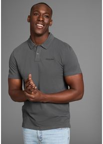 Poloshirt BRUNO BANANI, Herren, Gr. M (48/50), grau (anthrazit), Slub, Obermaterial: 100% Baumwolle, slim fit, Shirts Poloshirt, Poloshirt in schmaler Passform