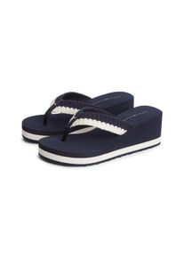 Dianette Tommy Hilfiger "TH WEDGE CROCHET SUMMER SANDAL", Damen, Gr. 40, blau (dunkelblau), Textil, Schuhe Dianette, Sommerschuh, Zehentrenner in sommerlicher H&auml;keloptik