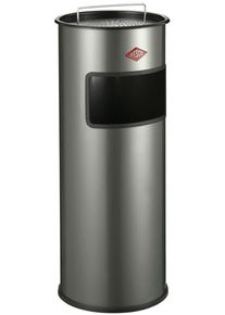 Aschenbecher Wesco, silber (neusilber), B:32cm H:74cm T:32cm, Stahlblech, M&uuml;lleimer, Aschenbecher, Standascher mit Sieb, 24 Liter