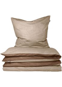 Wendebettw&auml;sche SCHIESSER "Doubleface aus weicher Baumwolle mit edlem Melangeeffekt", beige (sand), B/L: 155cm x 220cm, 1 Stk., 1 Stk., Feinbiber, B/L: 80cm x 80cm, 2 Stk., Feinbiber, Obermaterial: 100% Baumwolle, Bettw&auml;sche, Wendebettw&auml;sche, ab Gr&ouml;&szlig;e 135x200 cm erh&auml;ltlich, Made in Green