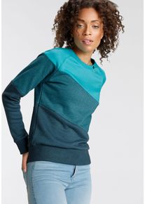 Sweater Ragwear "JOHANKA BLOCK", Damen, Gr. 3XL, blau (deep ocean), Sweatware, Obermaterial: 65% Baumwolle, 35% Polyester, kontrastfarbene Details, mehrfarbig, regular fit h&uuml;ftlang, Rundhals, Raglan&auml;rmel Rippb&uuml;ndchen, Sweatshirts Sweater, in multicolor Block-Streifen