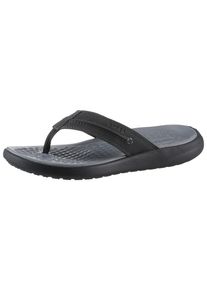 Zehentrenner Crocs "Yukon Vista II Flip", Herren, Gr. 41, schwarz, Lederimitat, Schuhe Zehentrenner, Sandale, Sommerschuh mit Ziernaht