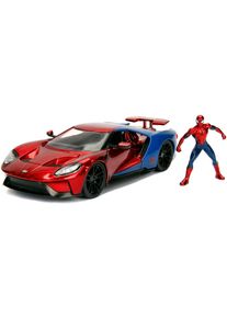 Spielzeug-Auto JADA "Marvel Spiderman 2017 Ford GT 1:24", rot (rot, blau), Spielzeugfahrzeuge, Kinder, Kunststoff, Metall, Spielzeug-Auto