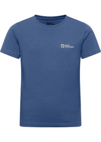 T-Shirt Jack Wolfskin "ESSENTIAL COTTON T K", Jungen, Gr. 140, blau (evening, sky), Obermaterial: 100% Baumwolle, Shirts T-Shirt