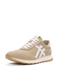 Keilsneaker fitflop "RETRO-Q FF FABRIC/SUEDE SNEAKERS", Damen, Gr. 43, beige, Leder, Nylon, Veloursleder, Schuhe Keilsneaker, Schn&uuml;rschuh, Freizeitschuh, Halbschuh mit Kontrastbesatz