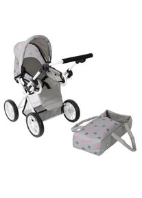 Bayer Chic 2000 Kombi-Puppenwagen CHIC2000 "Leni", grau (sternchen grau), Puppenwagen, KinderB:37cm H:68cm T:64cm, Kunststoff, Metall, Stoff, Kombi-Puppenwagen, mit herausnehmbarer Tragetasche, B:37cm H:68cm T:64cm