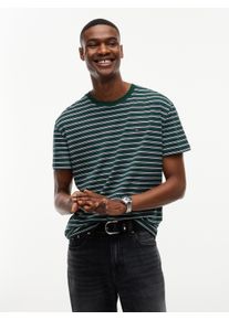 T-Shirt Tommy Jeans "REGULAR STRIPE TEE", Herren, Gr. S, gr&uuml;n (velvet gr&uuml;n stripe), Single Jersey, Obermaterial: 100% Baumwolle, regular fit normal, Rundhals, eingesetzt abgesteppte Kante, Shirts T-Shirt, Regular fit mit Streifenmuster
