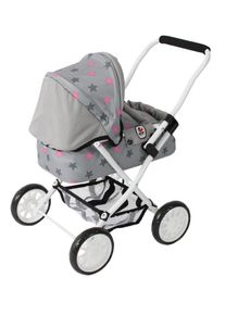 Bayer Chic 2000 Puppenwagen CHIC2000 "Smarty, Mini-Kuschelwagen", grau (sternchen grau), Puppenwagen, KinderB:56cm H:56cm T:56cm, Kunststoff, Metall, Stoff, Puppenwagen, mit herausnehmbarer Tragetasche, B:56cm H:56cm T:56cm