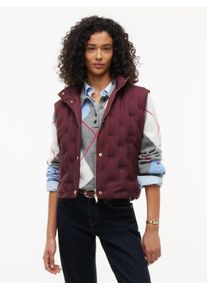 Steppweste Tommy Hilfiger "LW DOWN FLAG QUILT VEST", Damen, Gr. L (42/44), bunt (deep burgundy), Steppware, Obermaterial: 100% Polyester. Futter: 100% Polyester. F&uuml;llung: 90% Daunen, 10% Federn, unifarben, normal, Westen Steppweste, Kunstfaser