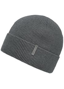 Strickm&uuml;tze Chillouts, Herren, grau, Rippstrick, Materialmix, unifarben, M&uuml;tzen Strickm&uuml;tze, mit Umschlag, gef&uuml;ttert