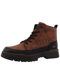 Winterboots Mustang Shoes "Peppin", Herren, Gr. 45, braun (cognac), Lederimitat, kontrastfarbene Details, Schuhe Winterboots, Schn&uuml;rboots, Trekkingboots mit TEX-Ausstattung