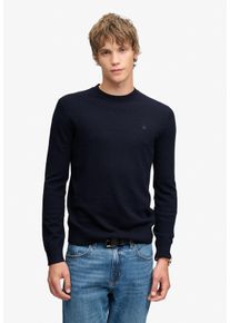Rundhalspullover Superdry "ESSENTIAL LW WOOL BLEND JUMPER", Herren, Gr. S, blau (deepest navy), Strick, Obermaterial: 70% Baumwolle, 30% Wolle, unifarben, slim fit normal, Rundhals, B&uuml;ndchen, Pullover Rundhalspullover, Baumwollmischung, slim fit