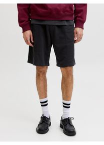 Jack & Jones Sweatshorts JACK & JONES "JPSTKARL BRADLEY PINTUCK SHORT STYD SS26", Herren, Gr. M, N-Gr, schwarz, angeraute Sweatware, Obermaterial: 65% Polyester, 35% Baumwolle, unifarben, loose fit kniebedeckend, Hosen Sweatshorts, Materialmix, relexed fit