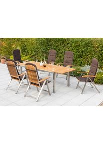 Garten-Essgruppe Merxx "Keros", braun (hellbraun), Obermaterial: 100% Polyester. F&uuml;llung: 100% Polyurethan, Sitzm&ouml;bel-Sets, Garten-Essgruppe