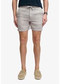 Shorts Superdry "MERCHANT LINEN SHORT", Herren, Gr. XXL, N-Gr, beige (ash grau chambray), Web, Obermaterial: 100% Leinen, unifarben, relaxed fit ca. Mitte Oberschenkel, Hosen Shorts, aus Leinen, Relaxed Fit, mit Rei&szlig;verschluss