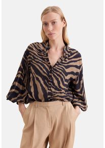 Klassische Bluse Seidensticker, Damen, Gr. XS (34), braun, 100% Viskose, gemustert, regular fit, Blusen Klassische Bluse, 1/1 Stehkragen Druck
