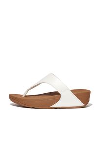 Dianette fitflop "LULU LEATHER TOEPOST", Damen, Gr. 43, wei&szlig;, Rindsleder, Schuhe Dianette, Zehentrenner, Pool Slides, Pantolette, Badeschuh mit Keilabsatz