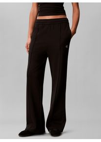 Leggings Calvin Klein Jeans "MONOGRAM TERRY TRACKPANT", Damen, Gr. XXL, N-Gr, schwarz, Web, Obermaterial: 90% Baumwolle, 10% Polyester, unifarben, bootcut fit lang, Hosen Leggings, Regular fit mit Bootcut fit